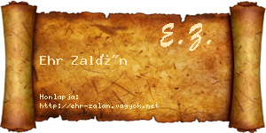 Ehr Zalán névjegykártya